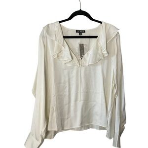 J. Crew Cream Ruffled Bib Collar Blouse